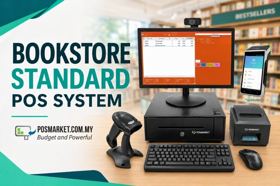Bookstore POS system for stock, checkout and sales control