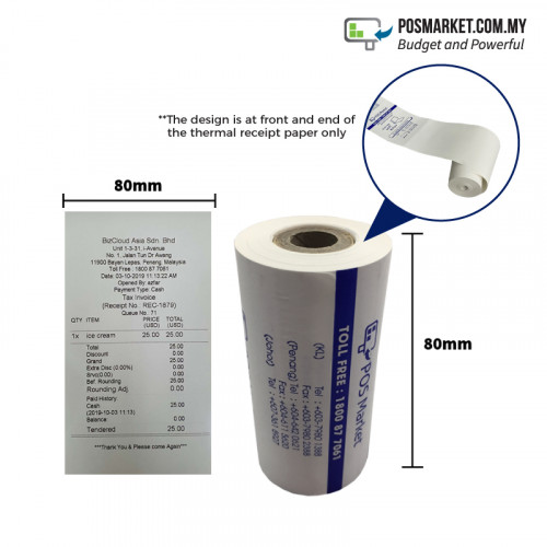 10 Rolls Thermal Receipt Paper 80mm x 40mm